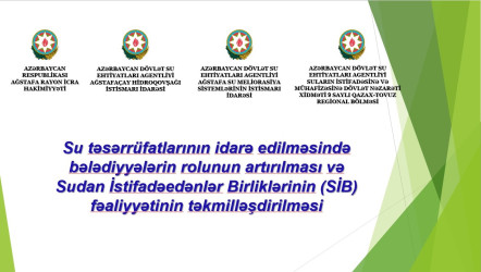 Ağstafada “Su təsərrüfatlarının idarə edilməsində bələdiyyələrin rolunun artırılması və Sudan İstifadəedənlər Birliklərinin (SİB) fəaliyyətinin təkmilləşdirilməsi” mövzusunda dəyirmi masa keçirilmişdir