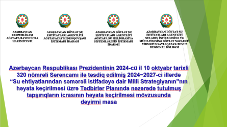 “Su ehtiyatlarından səmərəli istifadəyə dair Milli Strategiyanın”nın həyata keçirilməsi üzrə Tədbirlər Planında nəzərədə tutulmuş tapşırıqların icrası ilə bağlı dəyirimi masa keçirilibdir