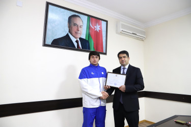 Seymur Orucov fudokan karate üzrə ağstafalı Avropa çempionu Tahir Ələkbərovla görüşüb